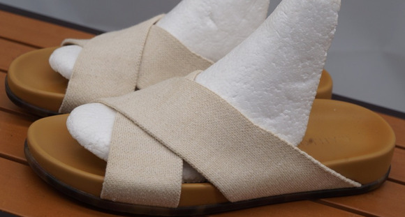 Rothy's Shoes - Rothy's The Weekend Slide Hemp Oat Cream Cross Strap Sandal Size 8